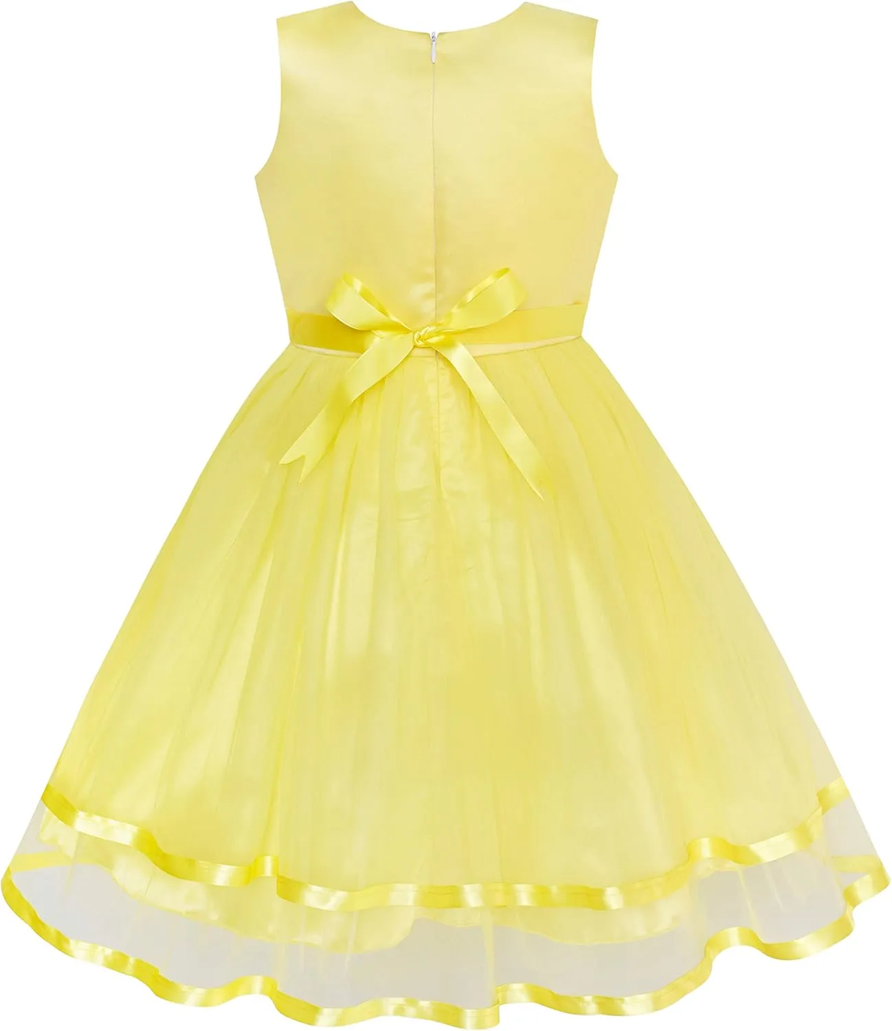 Sunny Fashion Flower Girls Dress Off-White Princess Crown Dress Up Party