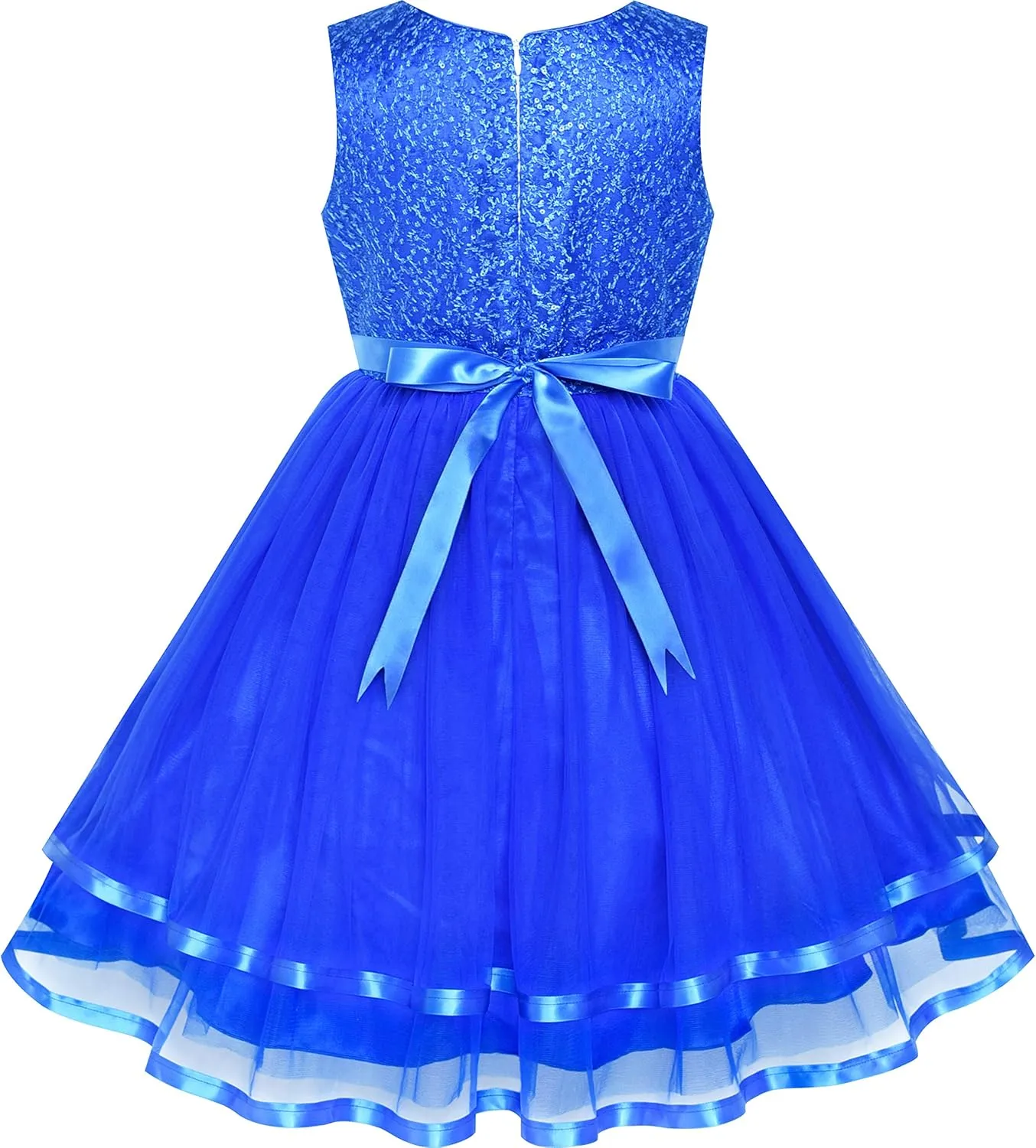 Sunny Fashion Flower Girls Dress Off-White Princess Crown Dress Up Party