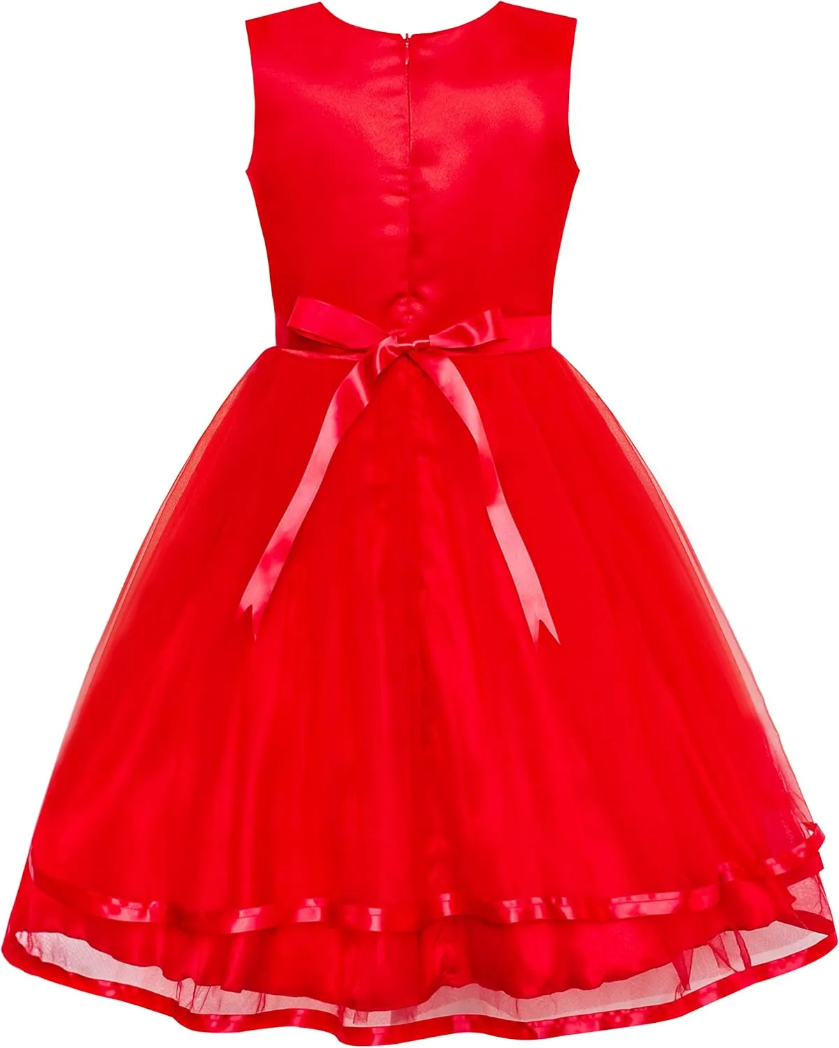 Sunny Fashion Flower Girls Dress Off-White Princess Crown Dress Up Party