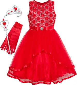 Sunny Fashion Flower Girls Dress Off-White Princess Crown Dress Up Party