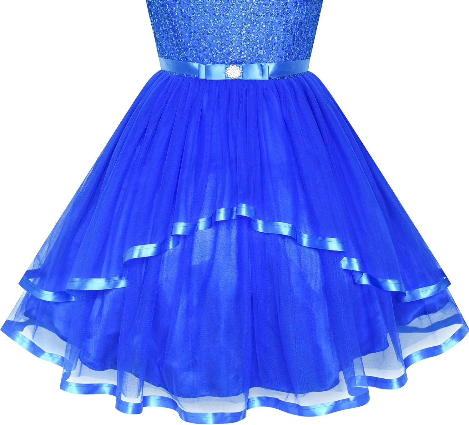 Sunny Fashion Flower Girls Dress Off-White Princess Crown Dress Up Party