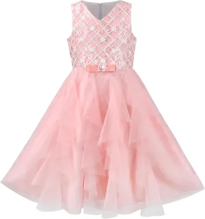 Sunny Fashion Flower Girls Dress Purple Tiered Skirt Bridesmaid Wedding
