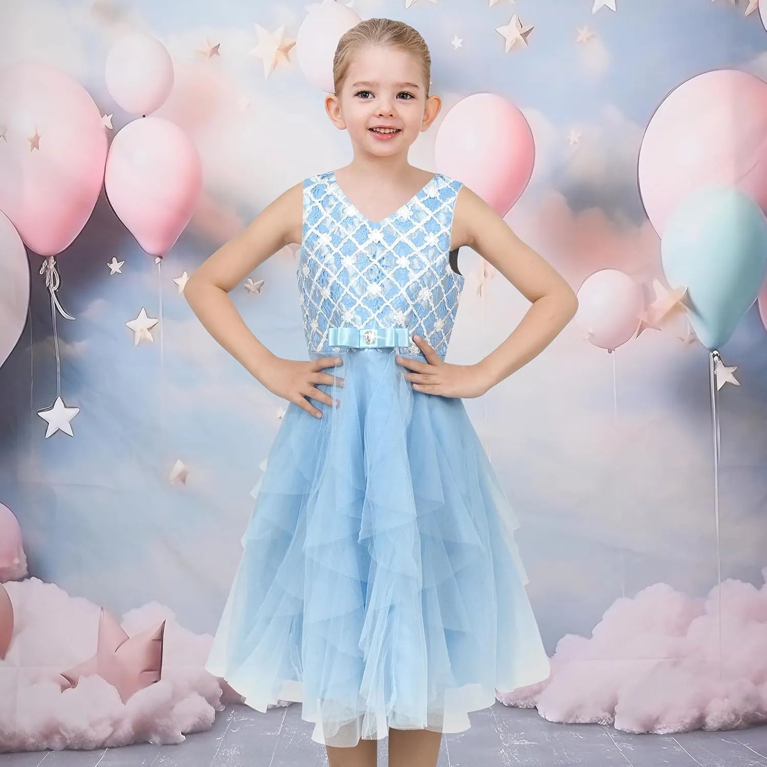 Sunny Fashion Flower Girls Dress Purple Tiered Skirt Bridesmaid Wedding