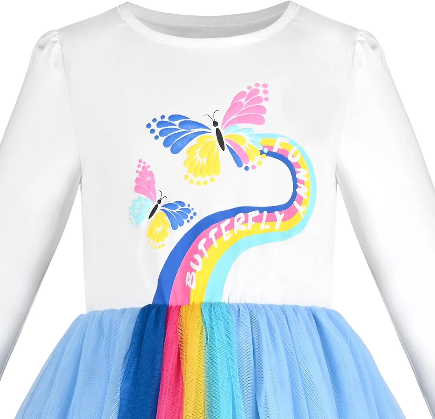 Sunny Fashion Girls Dress Beige Cream Sequin Heart Butterfly Tulle Skirt Long Sleeve