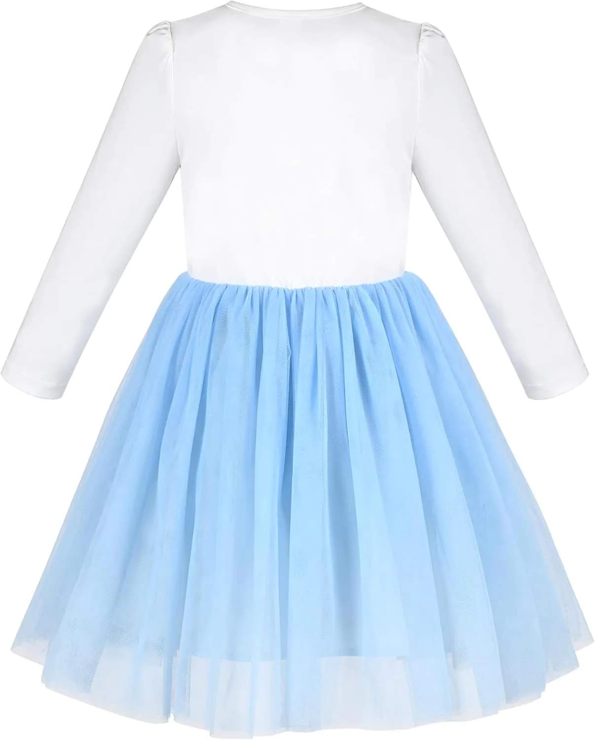 Sunny Fashion Girls Dress Beige Cream Sequin Heart Butterfly Tulle Skirt Long Sleeve
