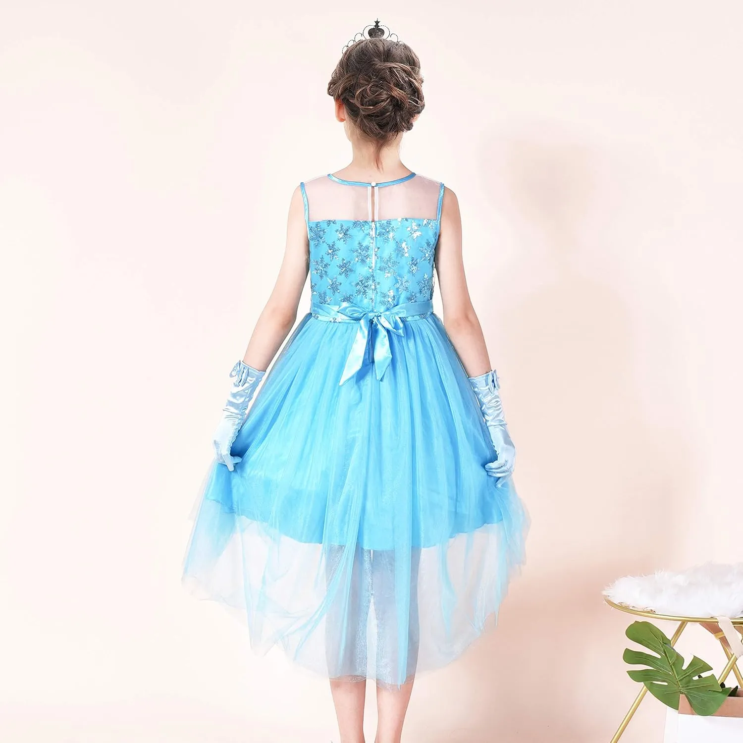 Sunny Fashion Girls Dress Black Hi-Low Magic Wand Princess Crown Dress Up