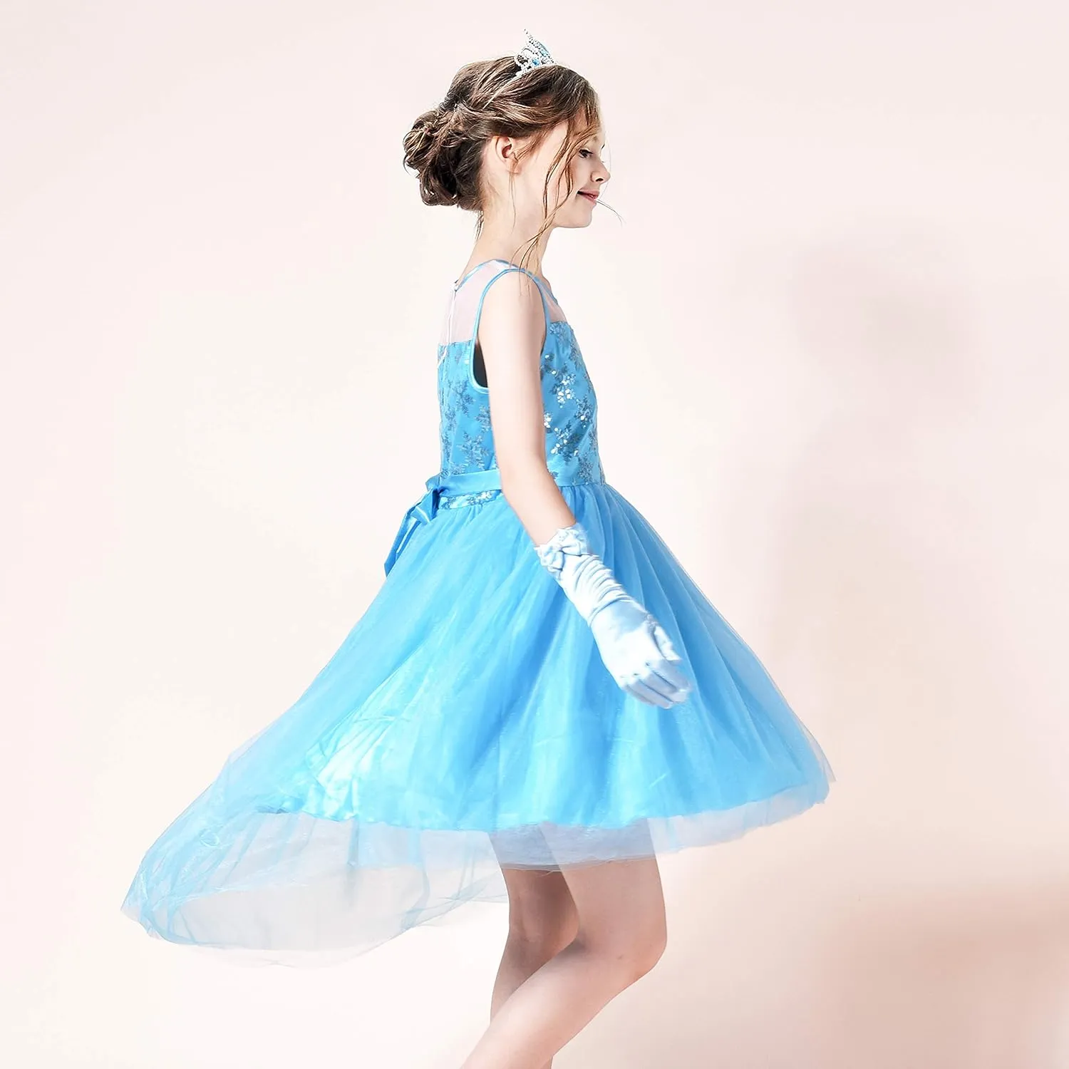 Sunny Fashion Girls Dress Black Hi-Low Magic Wand Princess Crown Dress Up