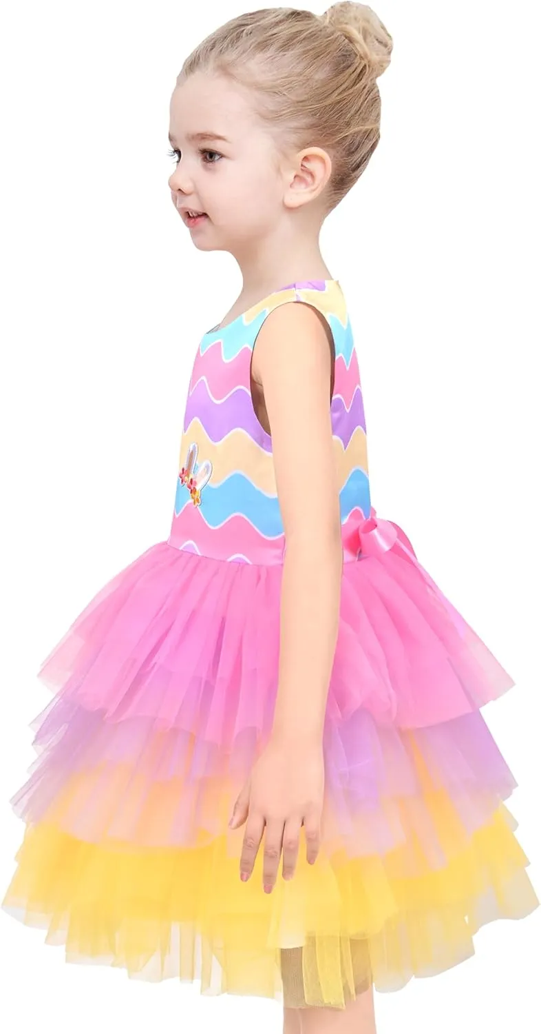 Sunny Fashion Girls Dress Unicorn Rainbow Tulle Unicorn Headband Party Size 4-10