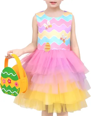 Sunny Fashion Girls Dress Unicorn Rainbow Tulle Unicorn Headband Party Size 4-10