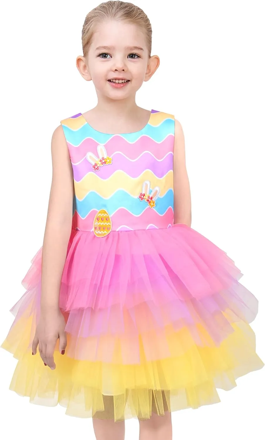 Sunny Fashion Girls Dress Unicorn Rainbow Tulle Unicorn Headband Party Size 4-10