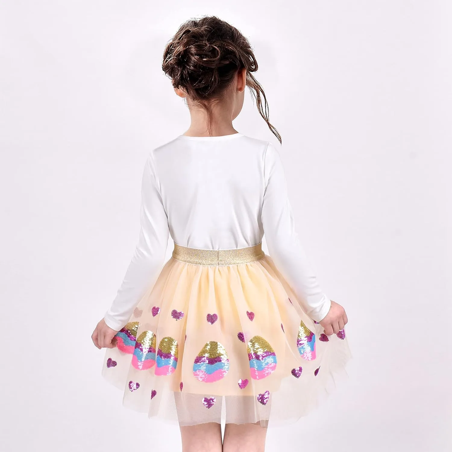 Sunny Fashion Girls Skirt Navy Blue Pearl Stars Sparkling Tutu Dancing Size 4-12
