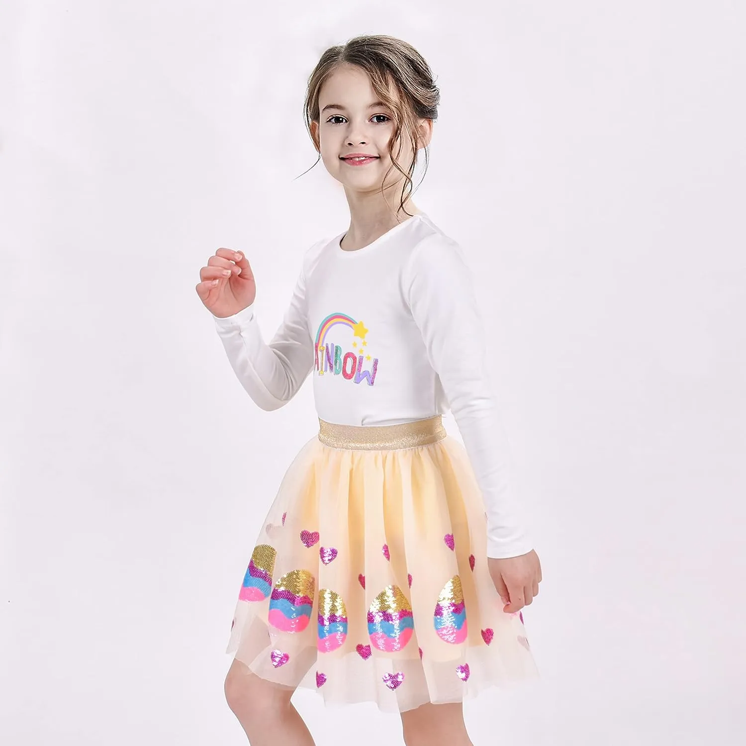 Sunny Fashion Girls Skirt Navy Blue Pearl Stars Sparkling Tutu Dancing Size 4-12