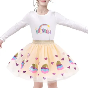 Sunny Fashion Girls Skirt Navy Blue Pearl Stars Sparkling Tutu Dancing Size 4-12