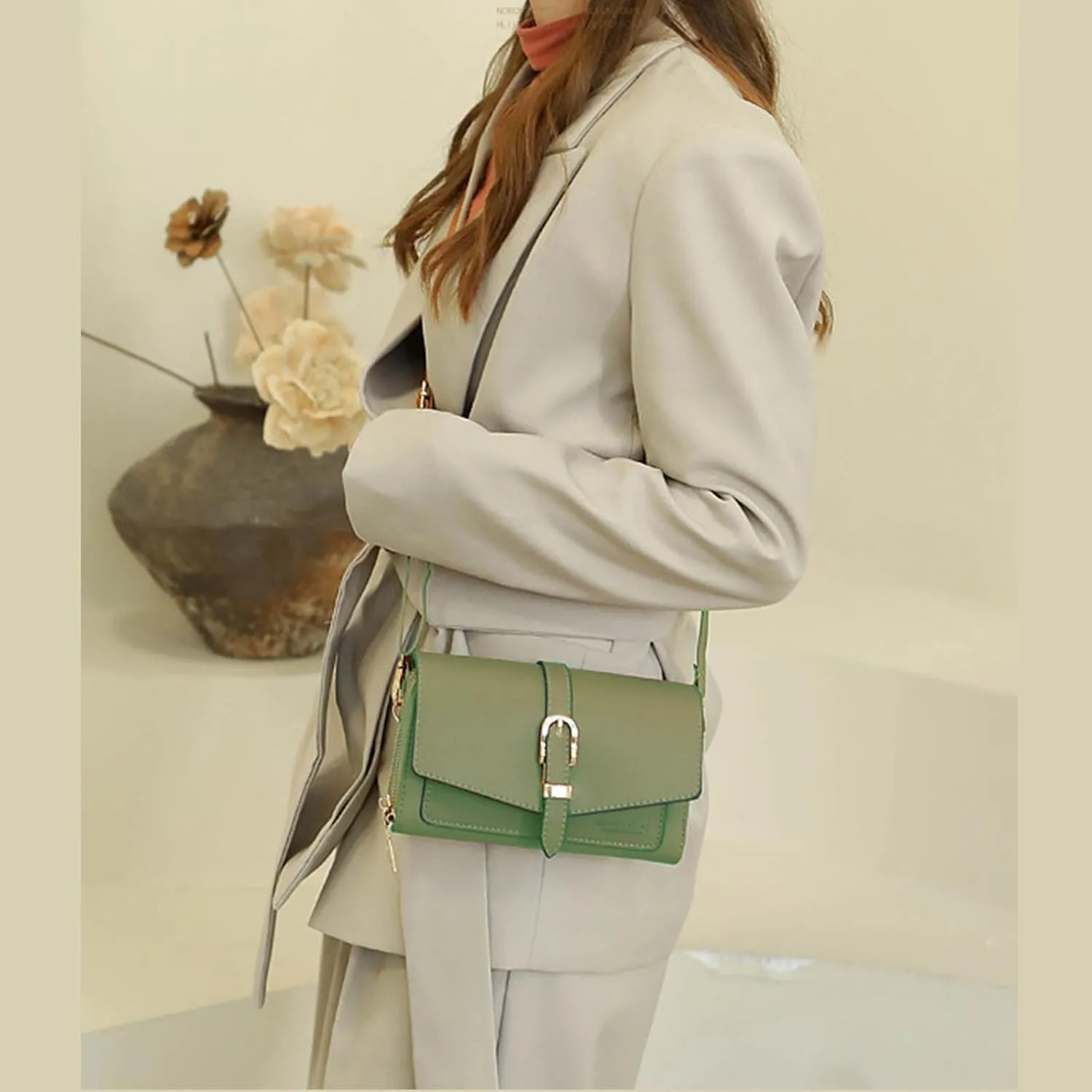 Sursee Small Crossbody Bag for Women PU Leather Shoulder Handbags Cute Wallet Purse with Credit Card Slots