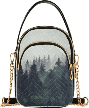 susiyo Misty Foggy Mountain Landscape Quilted Crossbody Bag Small Women Shoulder Purses with Chain Strap