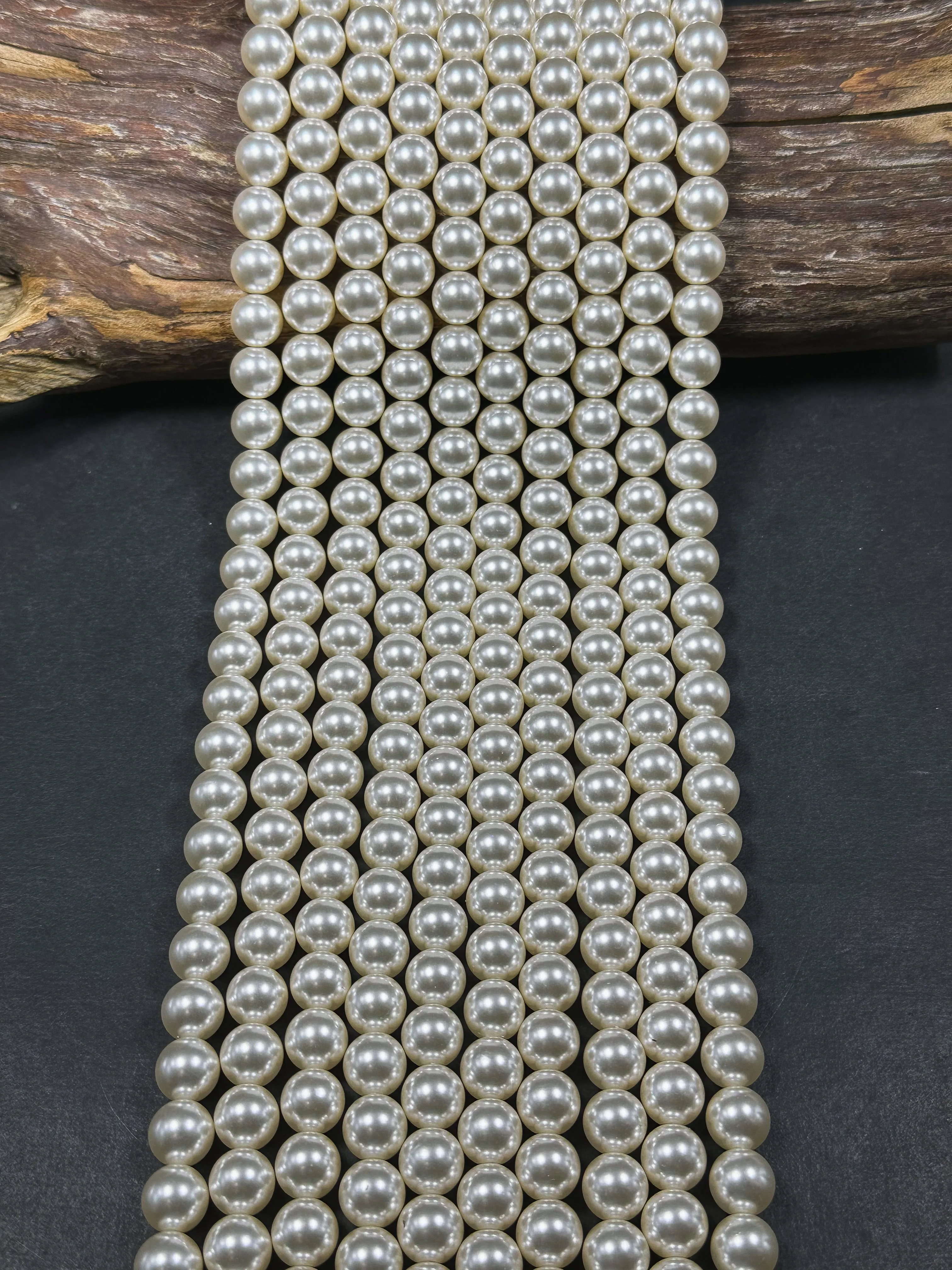 Swarovski Pearl Crystal Beads 4mm 6mm 8mm 10mm Round Bead, Beautiful Cream Color Swarovski Crystal Pearl Bead Genuine Swarovski Pearls 15.5"
