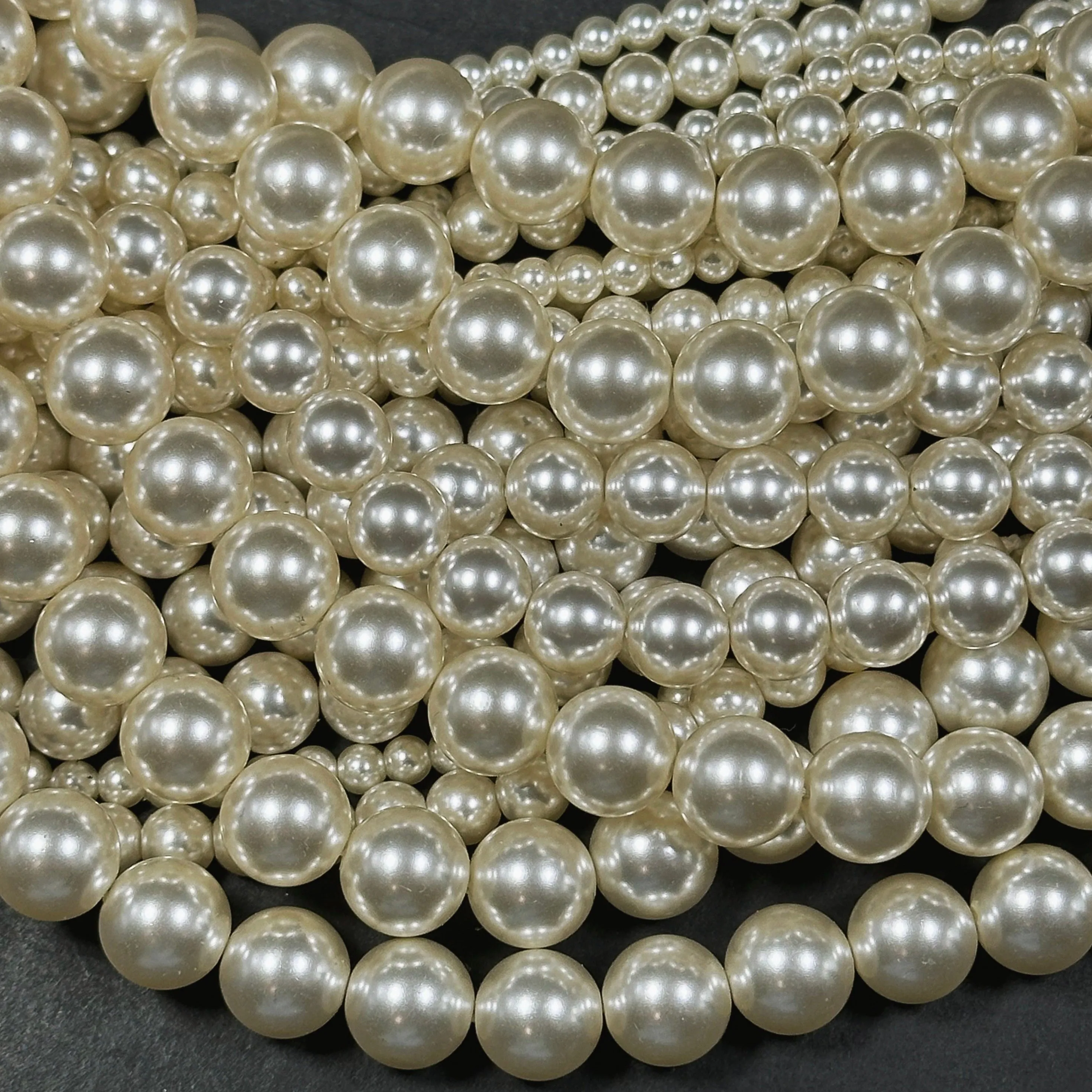 Swarovski Pearl Crystal Beads 4mm 6mm 8mm 10mm Round Bead, Beautiful Cream Color Swarovski Crystal Pearl Bead Genuine Swarovski Pearls 15.5"