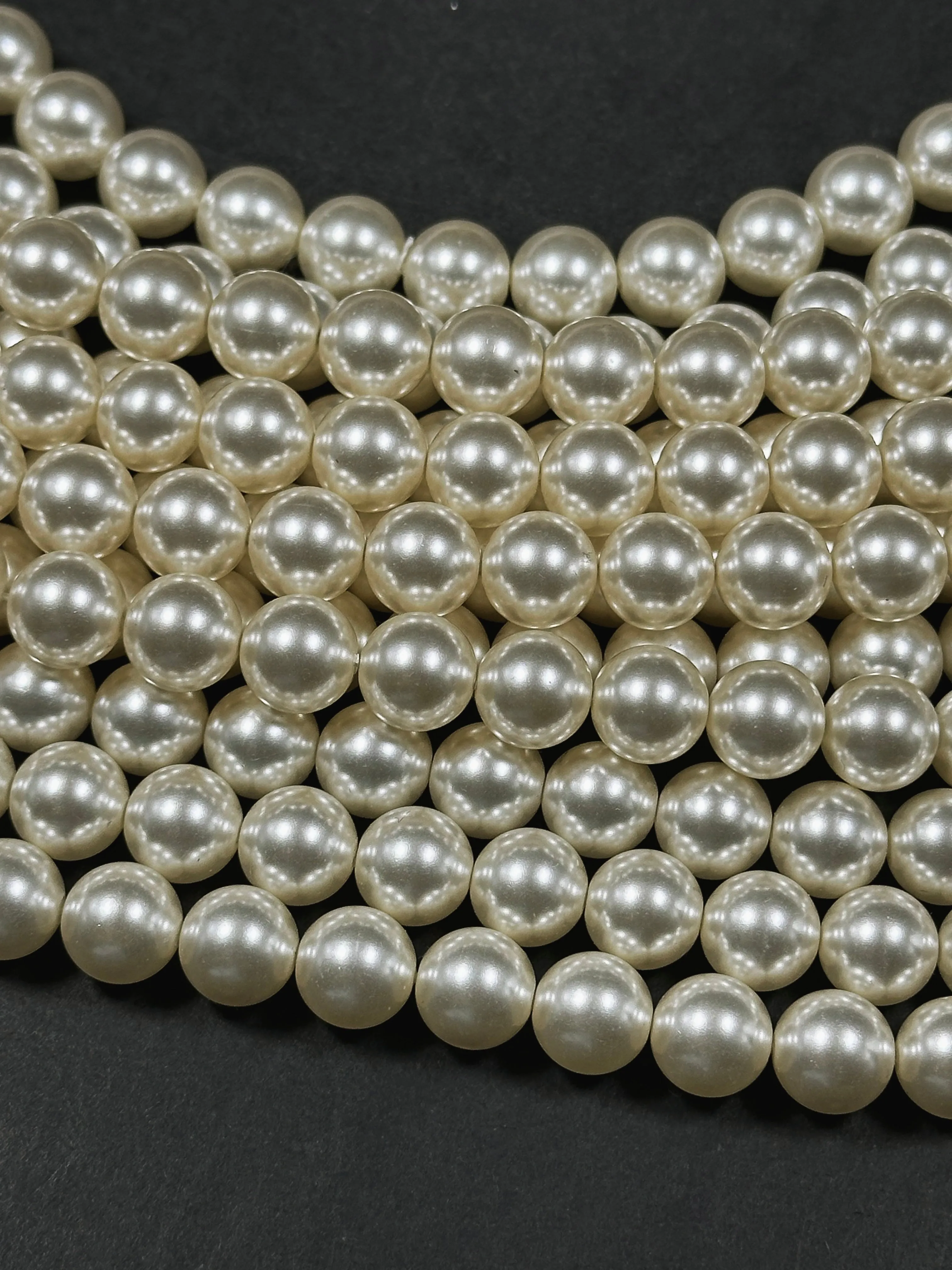 Swarovski Pearl Crystal Beads 4mm 6mm 8mm 10mm Round Bead, Beautiful Cream Color Swarovski Crystal Pearl Bead Genuine Swarovski Pearls 15.5"