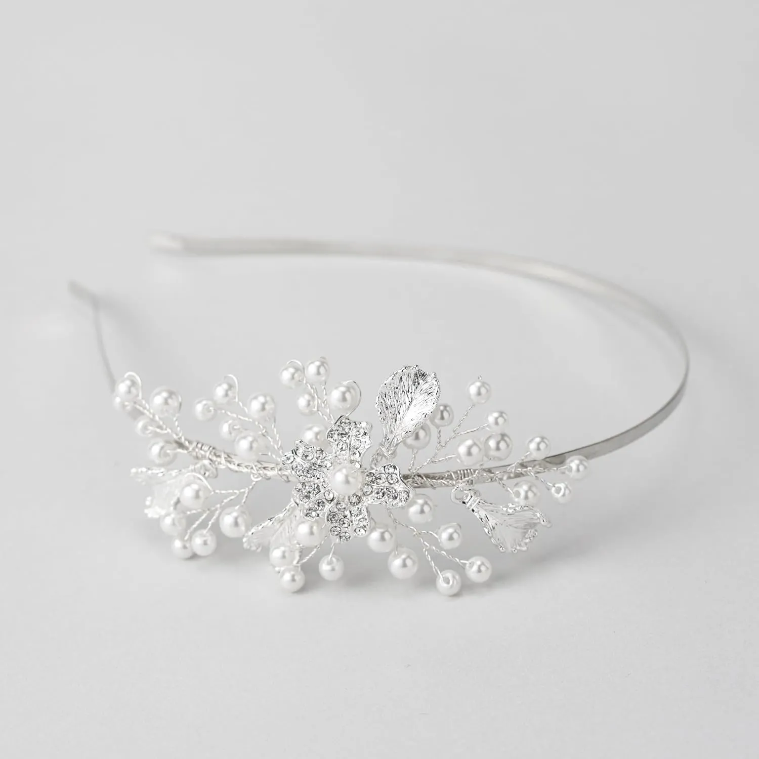 SWEETV Crystal Princess Hairband, Silver Flower Girl Headpiece for Wedding, Party, Prom, First Communion, Children's Day, Birthday