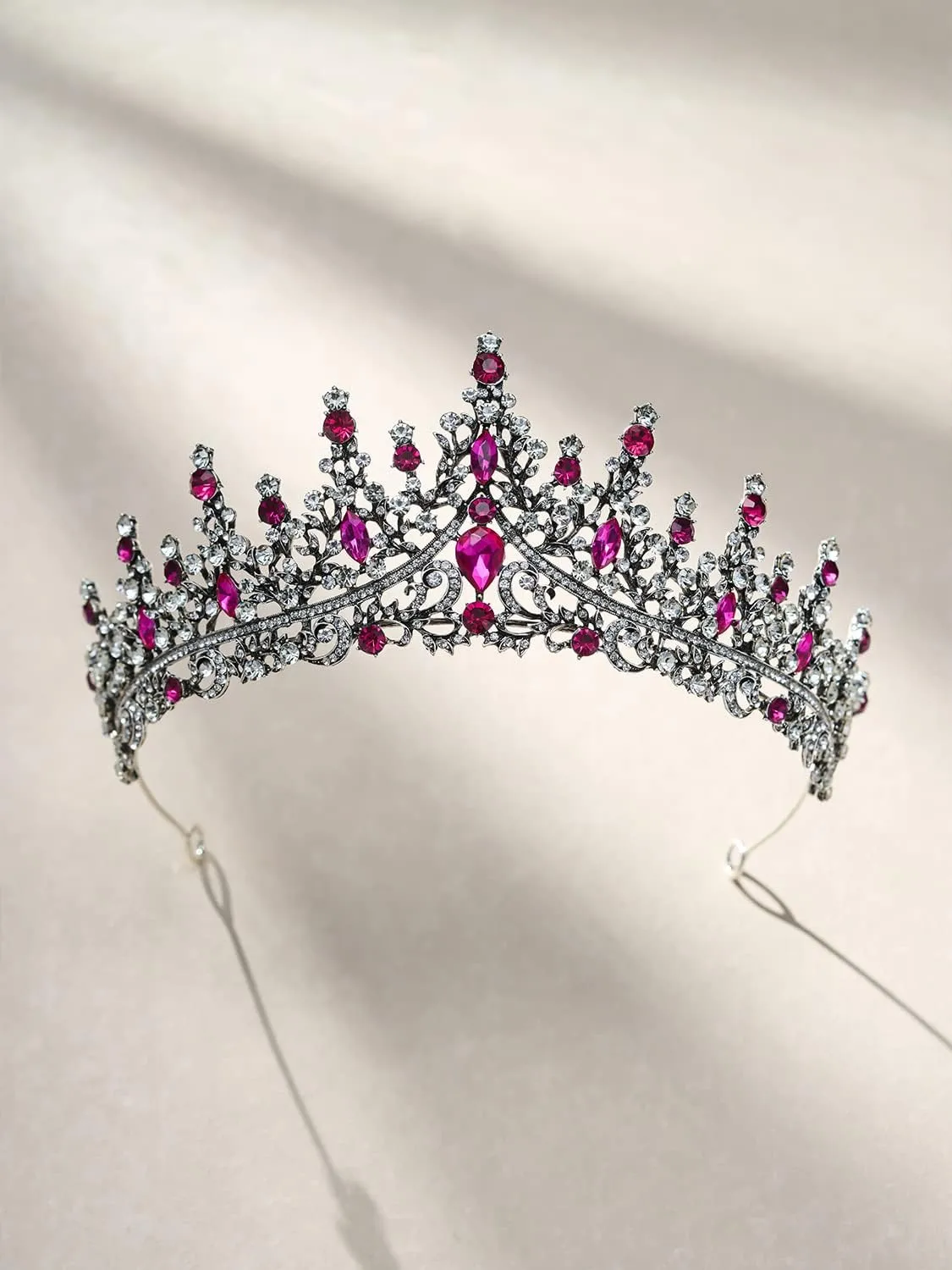 SWEETV Crystal Wedding Tiara for Women, Royal Queen Crown Headband, Rhinestone Princess Hair Accessories for Prom Birthday