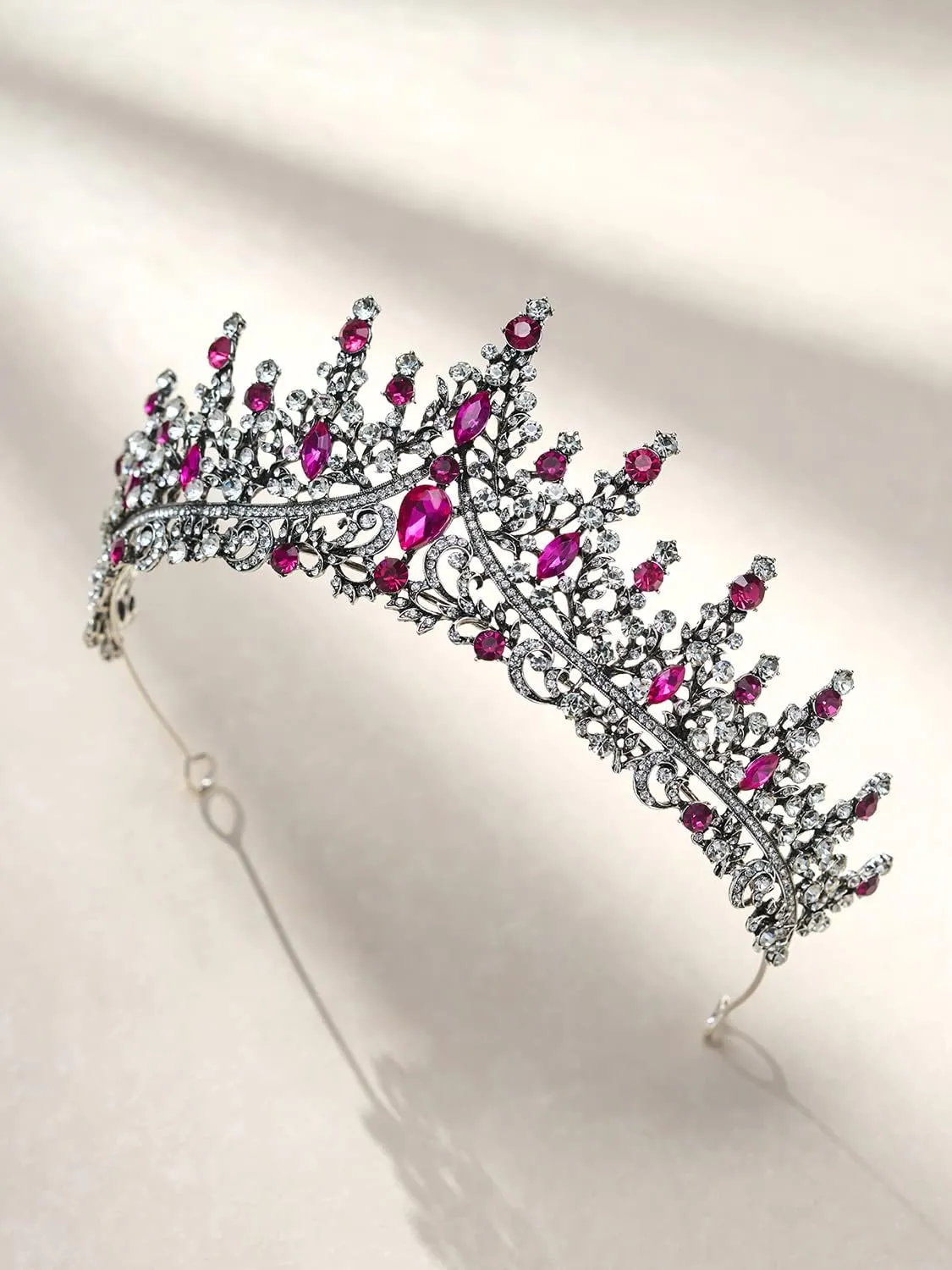SWEETV Crystal Wedding Tiara for Women, Royal Queen Crown Headband, Rhinestone Princess Hair Accessories for Prom Birthday