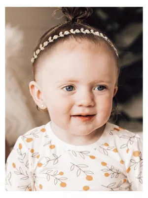 SWEETV Gold Baby Girl Headband Flower Girl Headpiece Princess Crystal Wedding Hair Accessories for Birthday Party, Photography