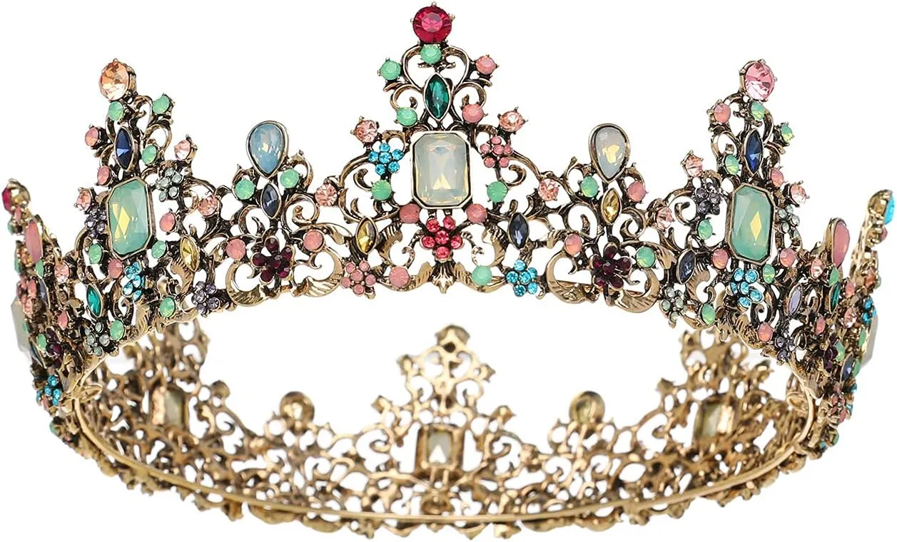 SWEETV Queen Crown for Women - Baroque Wedding Tiaras and Crowns,Jeweled Tiara Crown,Prom Birthday Halloween Hair Accessories