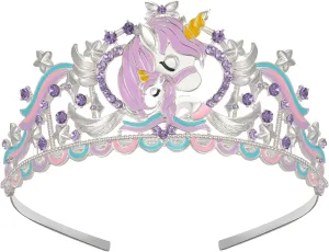 SWEETV Unicorn Princess Tiaras for Girls, Crystal Kids Crown Headband, Birthday Party Hats, Halloween Costume Hair Accessories