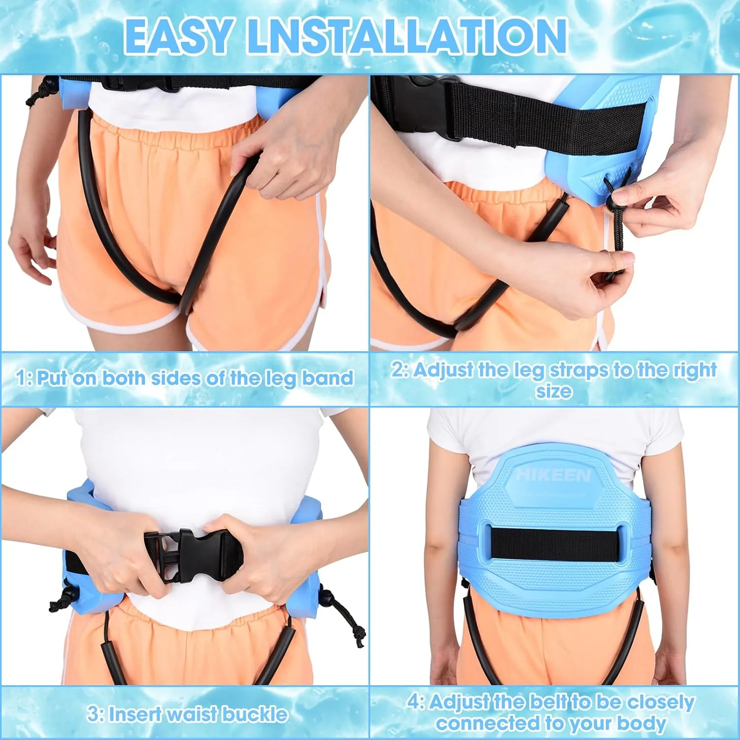Swim Floating Belt,Water Aerobics Swimming Belt with Fixing Straps,Jogger Floatation Aid Buoyancy Belt for Swimming Pool Fitness and Fitness Workout Therapy