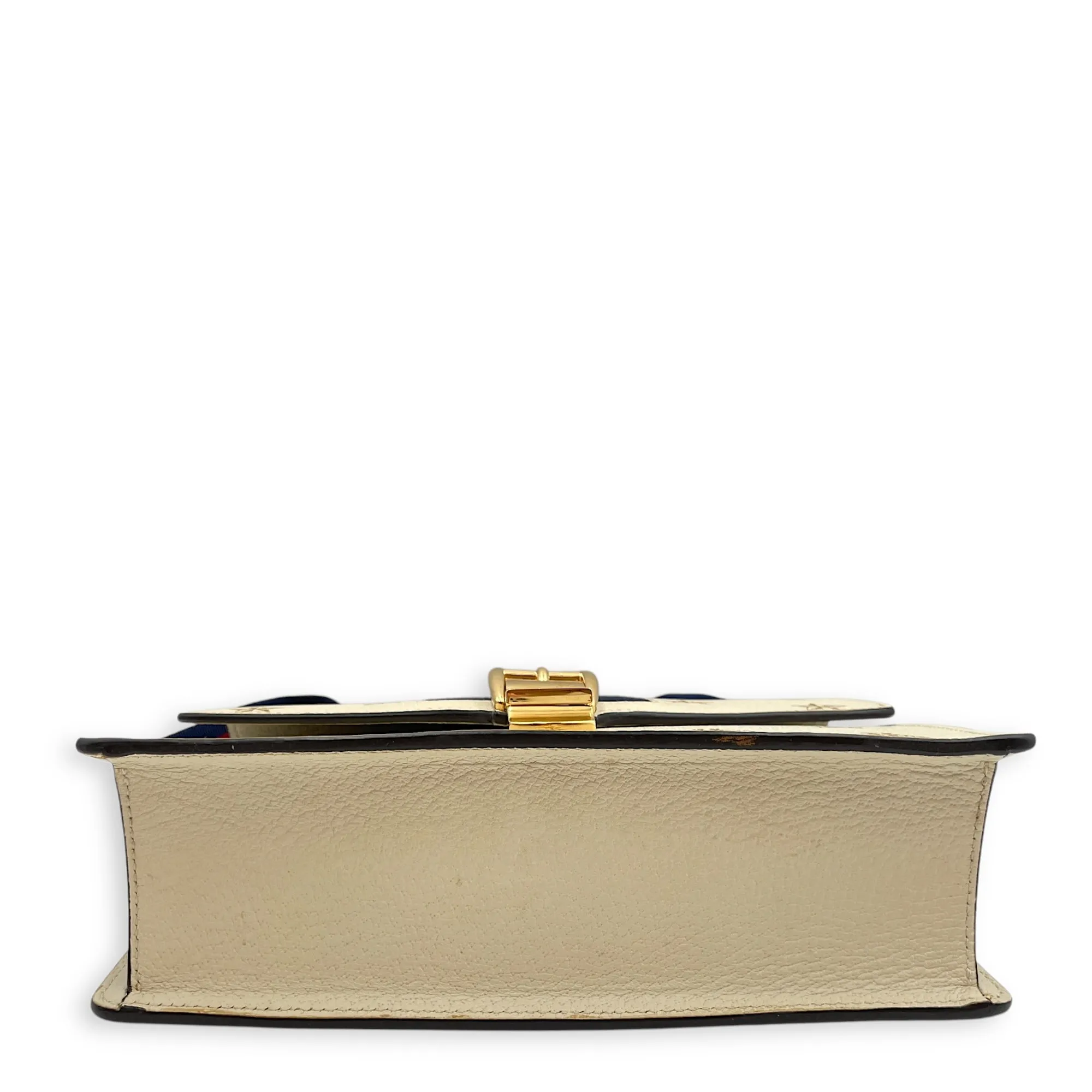 Sylvie Bee Star Print Beige Crossbody Bag in Calfskin, Gold hardware