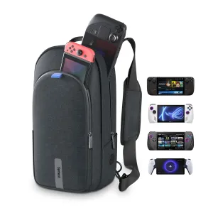 Syntech Carrying Case Compatible with Steam Deck OLED/ROG Ally X/Legion Go S, Sling Bag for Nintendo Switch 2/PS Portal, Portable Travel Bag for Consoles & Accessories with Large Storage Space, Black