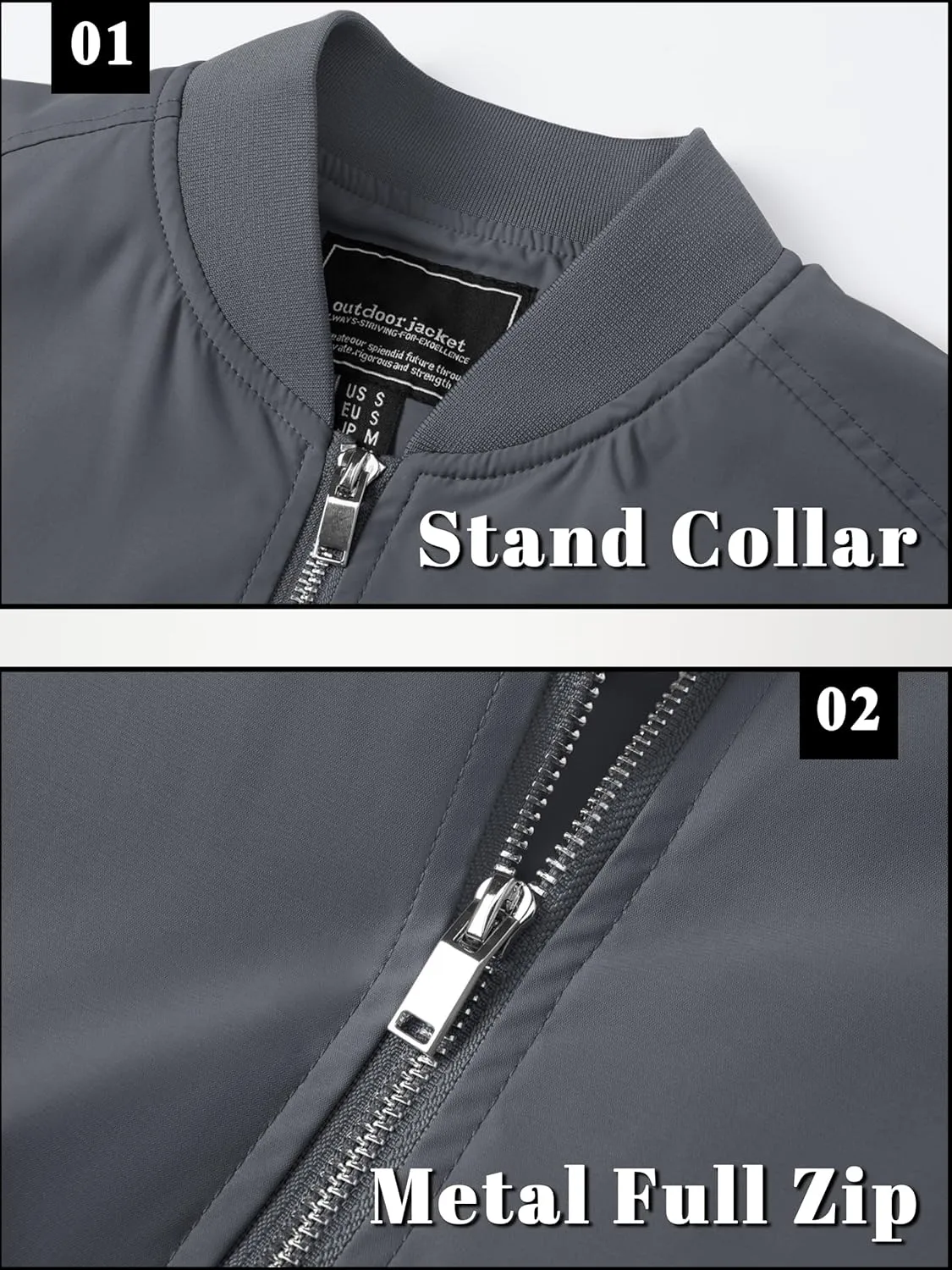 TACVASEN Men's Bomber Jacket Lightweight Casual Spring Fall Windbreaker Zip Up Coat with Pocket