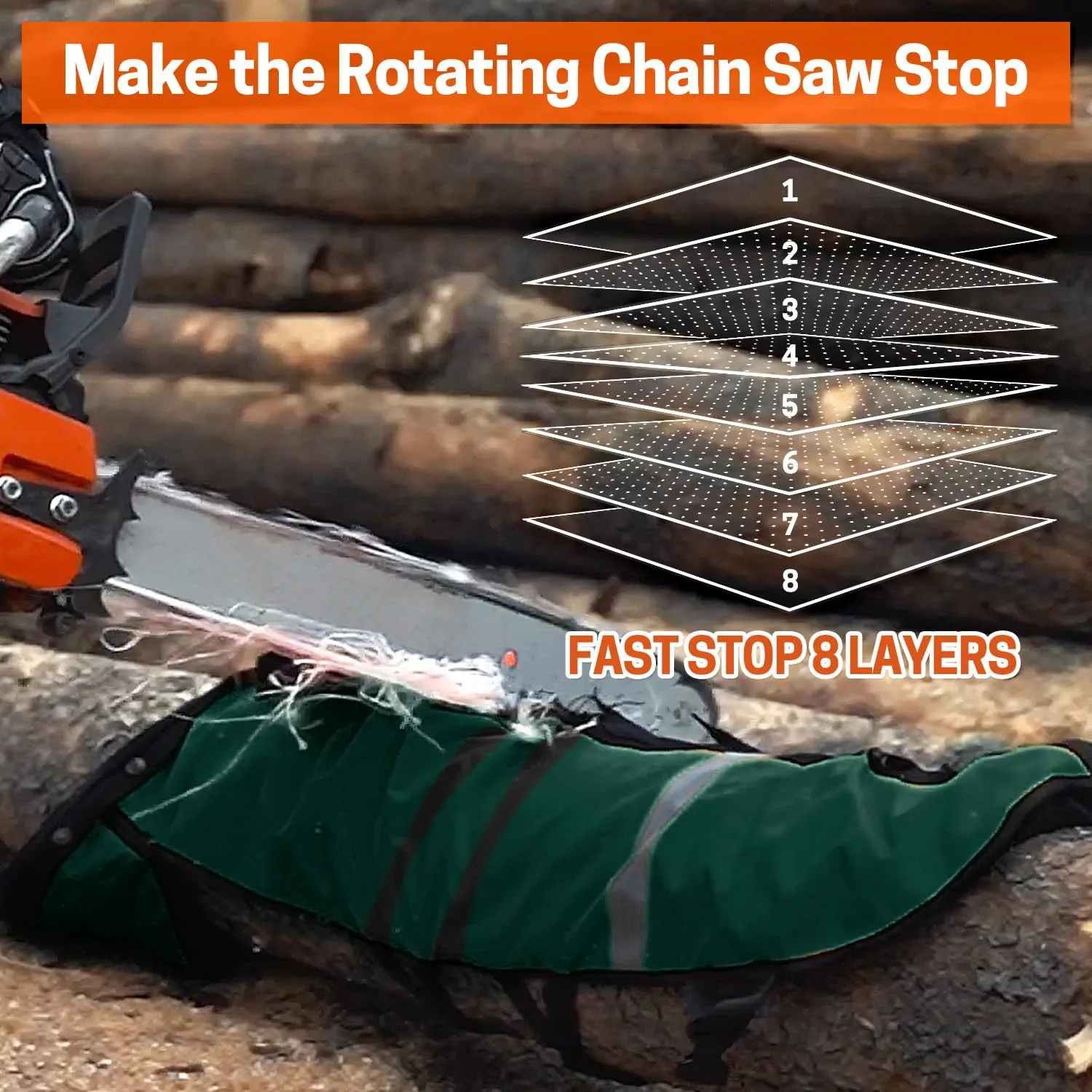 Technical Wrap Chainsaw Chaps by UL Class A 8 Layers Chainsaw Pants Apron Style Army Green