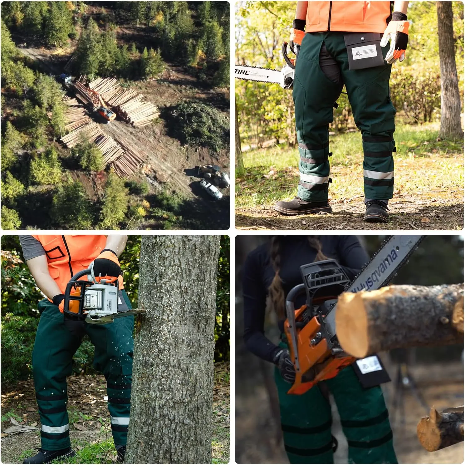 Technical Wrap Chainsaw Chaps by UL Class A 8 Layers Chainsaw Pants Apron Style Army Green