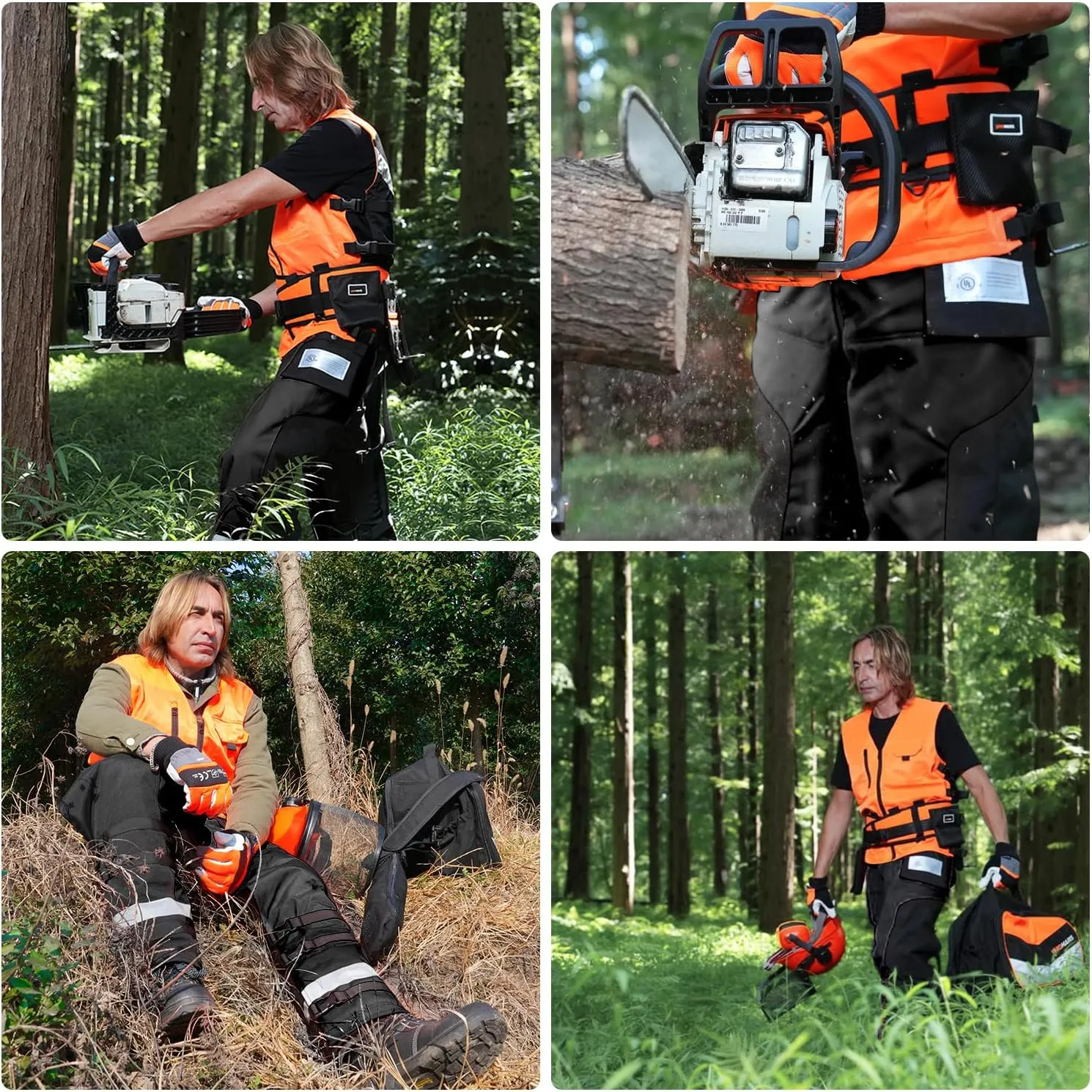 Technical Wrap Chainsaw Chaps by UL Class A 8 Layers Chainsaw Pants Apron Style Black