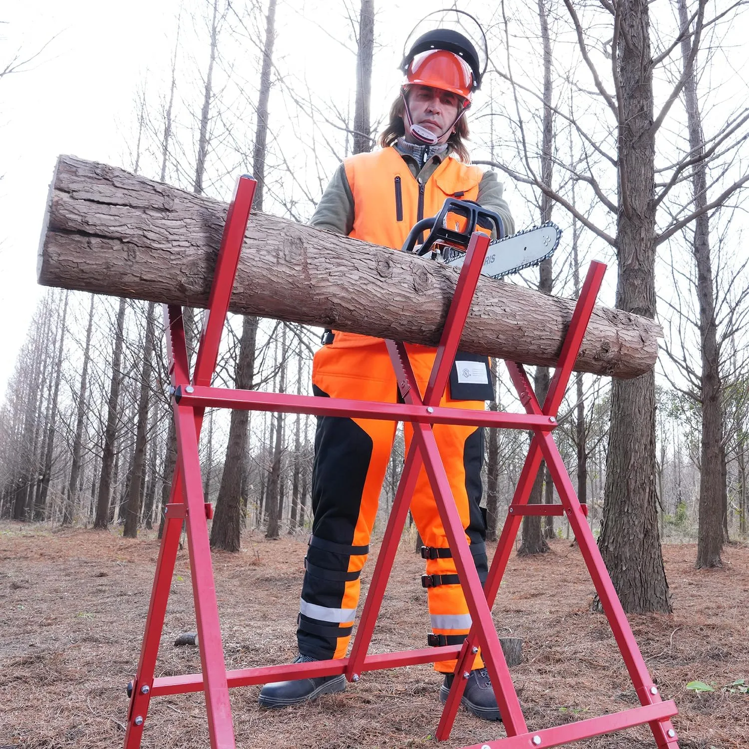 Technical Wrap Chainsaw Chaps by UL Class A 8 Layers Chainsaw Pants Apron Style Orange Black