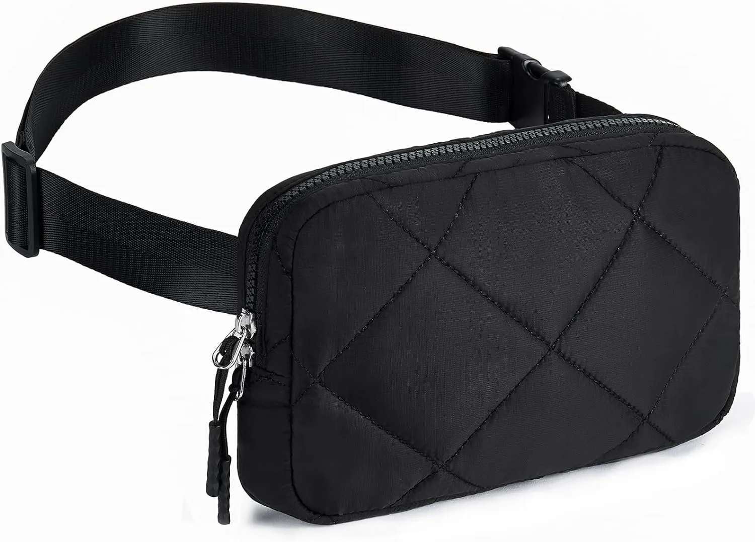 Telena Fanny Pack Cross Body Bag Quilted Puffy Padded Belt Bag for Women Winter Cloud Waist Puffer Crossbody Bag with Adjustable Strap Black