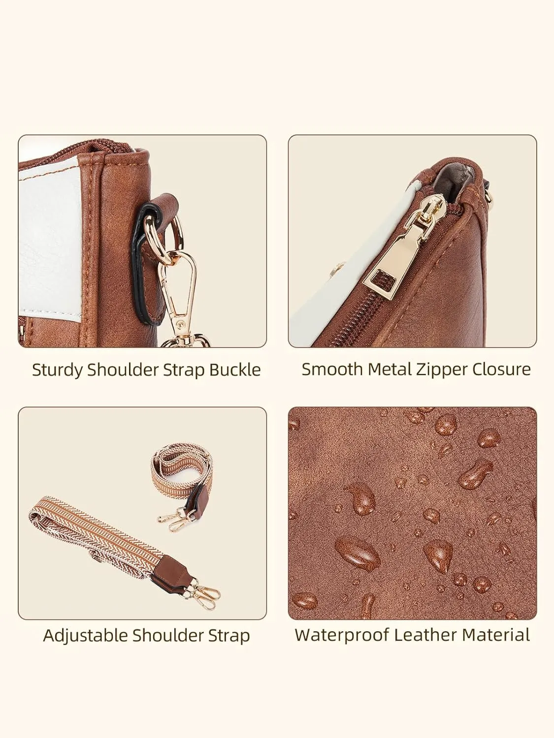 Telena Vegan Leather Crossbody Bags for Women Travel Shoulder Hobo Bag Bucket Large Purse Straps Replacement