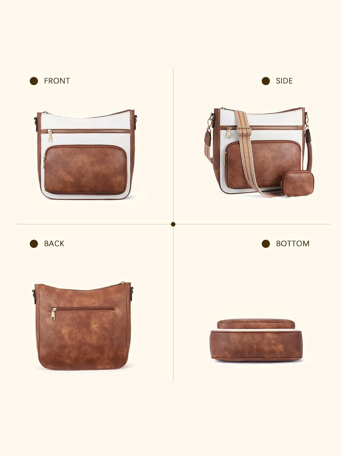 Telena Vegan Leather Crossbody Bags for Women Travel Shoulder Hobo Bag Bucket Large Purse Straps Replacement