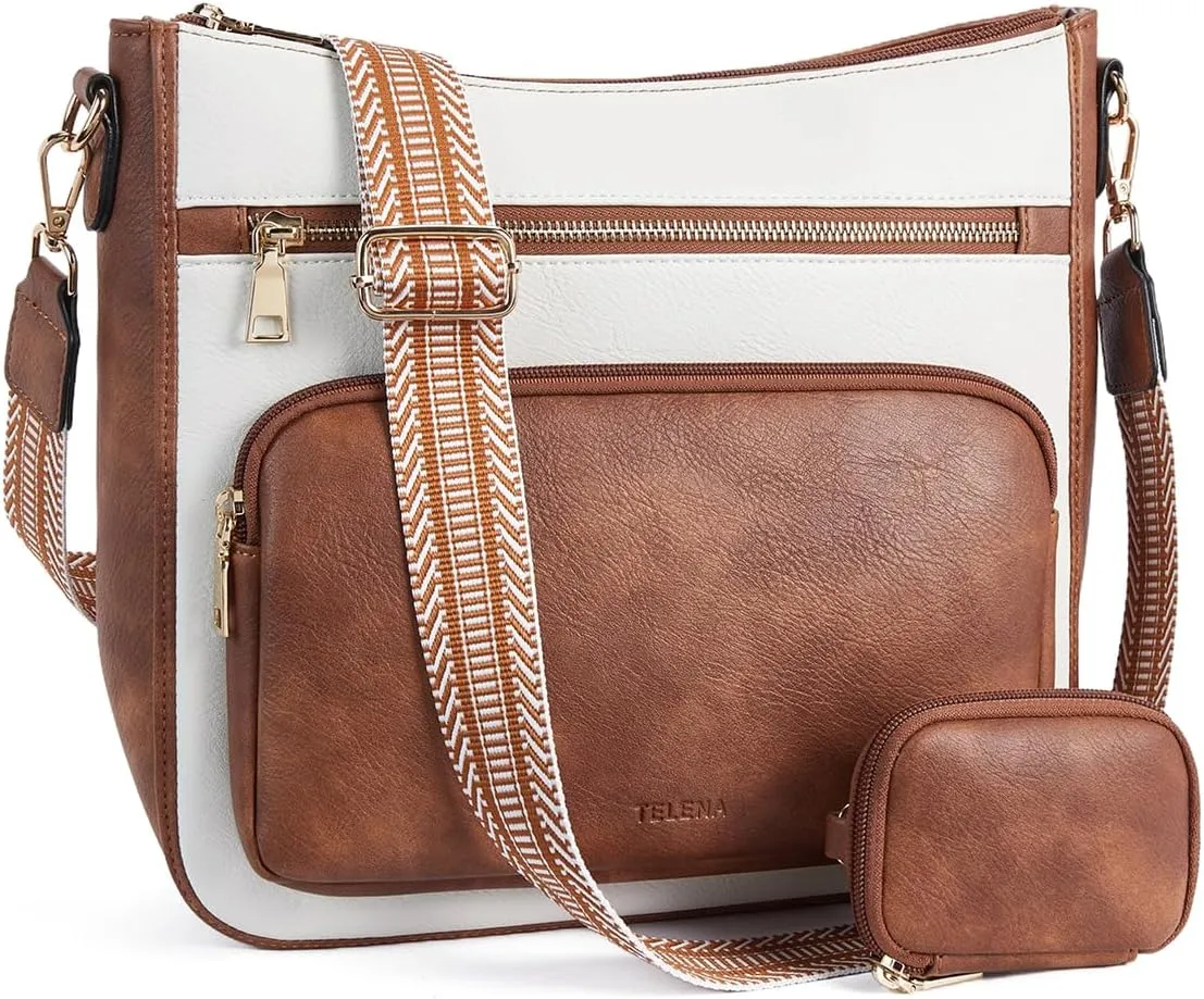 Telena Vegan Leather Crossbody Bags for Women Travel Shoulder Hobo Bag Bucket Large Purse Straps Replacement