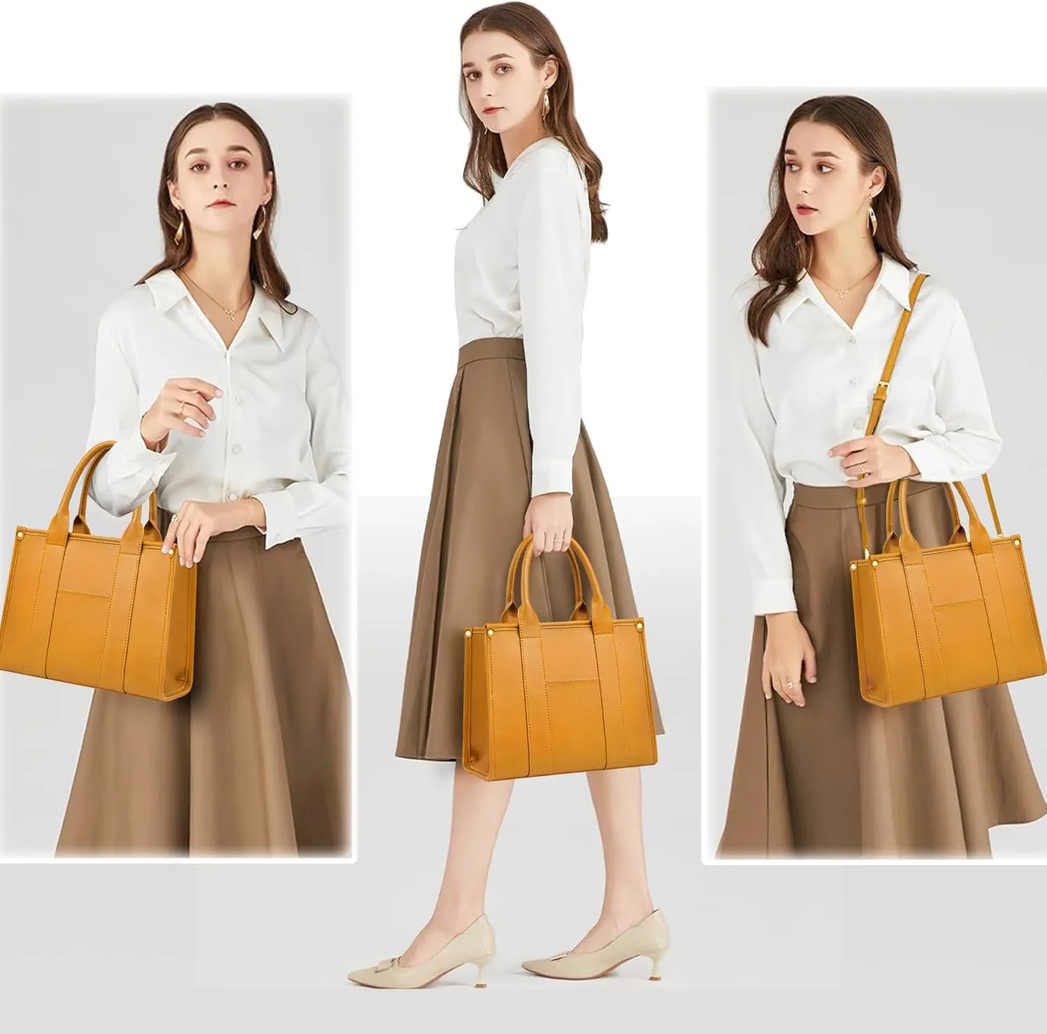 The Tote Bag Crossbody Purses for Women Shoulder Bag Handbags PU Leather Top Handle Bags with zipper