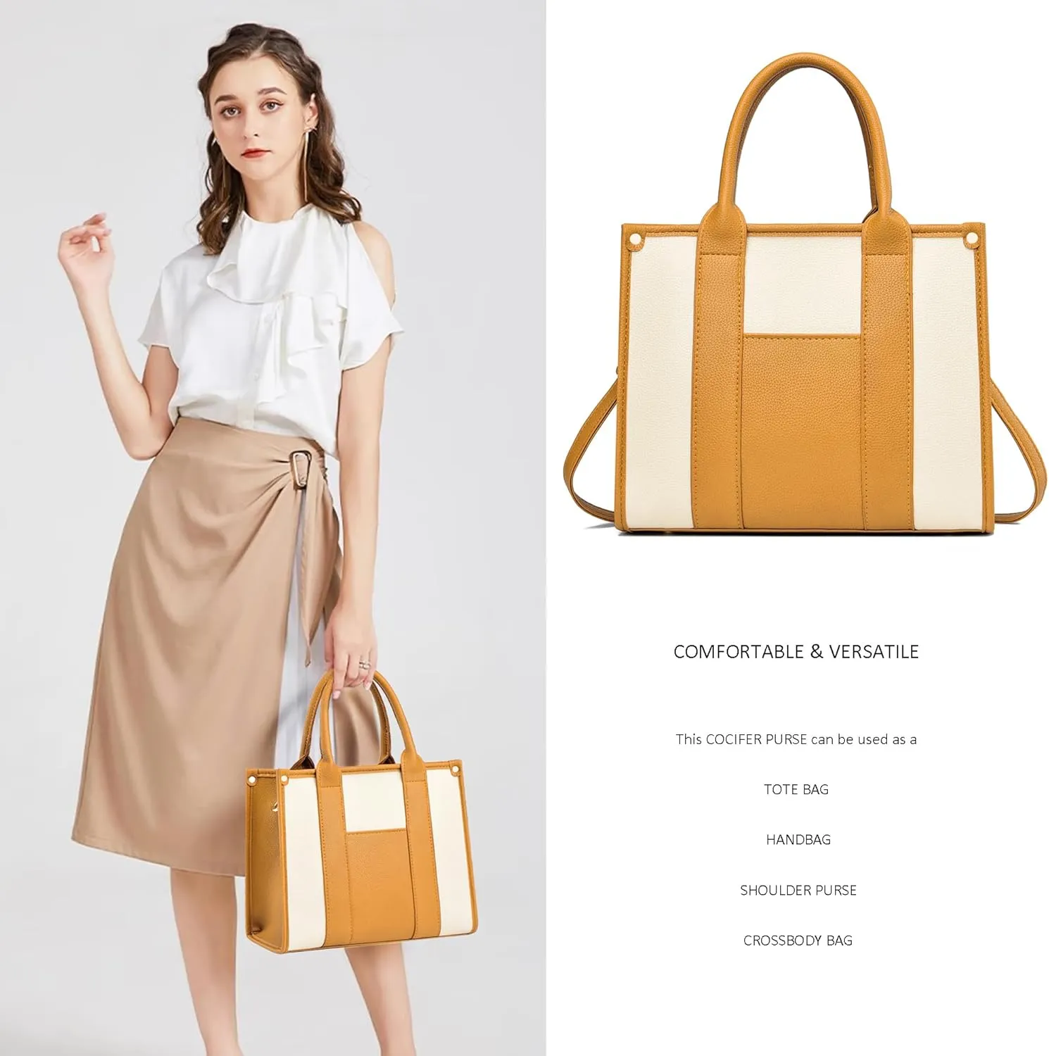 The Tote Bag Crossbody Purses for Women Shoulder Bag Handbags PU Leather Top Handle Bags with zipper