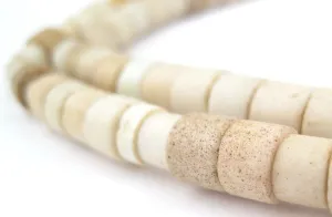 TheBeadChest Old White Nigerian Goomba Beads 7mm African Cylinder Glass Large Hole 26 Inch Strand Handmade