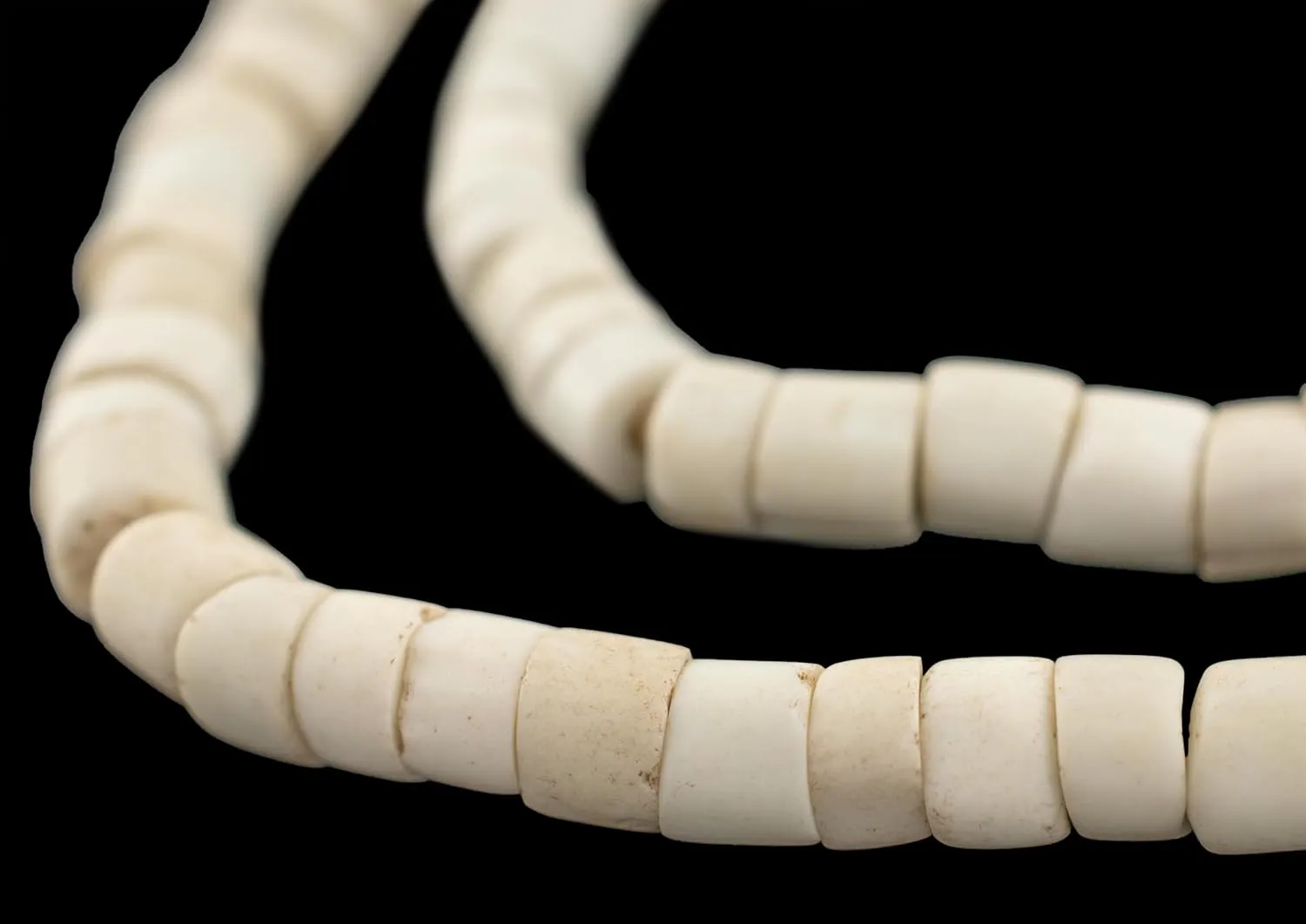 TheBeadChest White Goomba Beads 8mm Nigeria African Cylinder Glass Large Hole 24 Inch Strand Handmade
