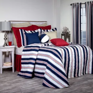 Thomasville At Home On Course Stripe Bedspreads, Queen 118" Long x 102" Wide, Single Cotton Bedspread (1), Bedroom