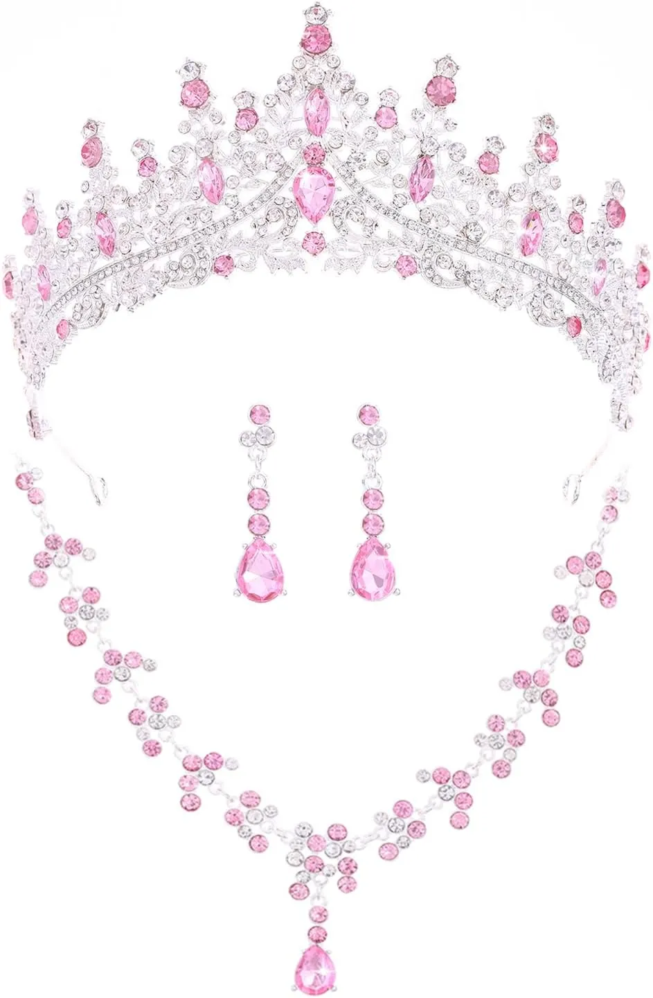 Tiaras and Crowns Jewelry Set for Women Tiaras Earrings and Necklace for Wedding Rhinestone Crystal Bridal Jewelry Sets for Costume Birthday Party Prom Gifts