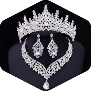 Tiaras and Crowns Jewelry Set for Women Tiaras Earrings and Necklace for Wedding Rhinestone Crystal Bridal Jewelry Sets for Costume Birthday Party Prom Gifts