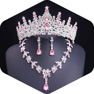 Tiaras and Crowns Jewelry Set for Women Tiaras Earrings and Necklace for Wedding Rhinestone Crystal Bridal Jewelry Sets for Costume Birthday Party Prom Gifts