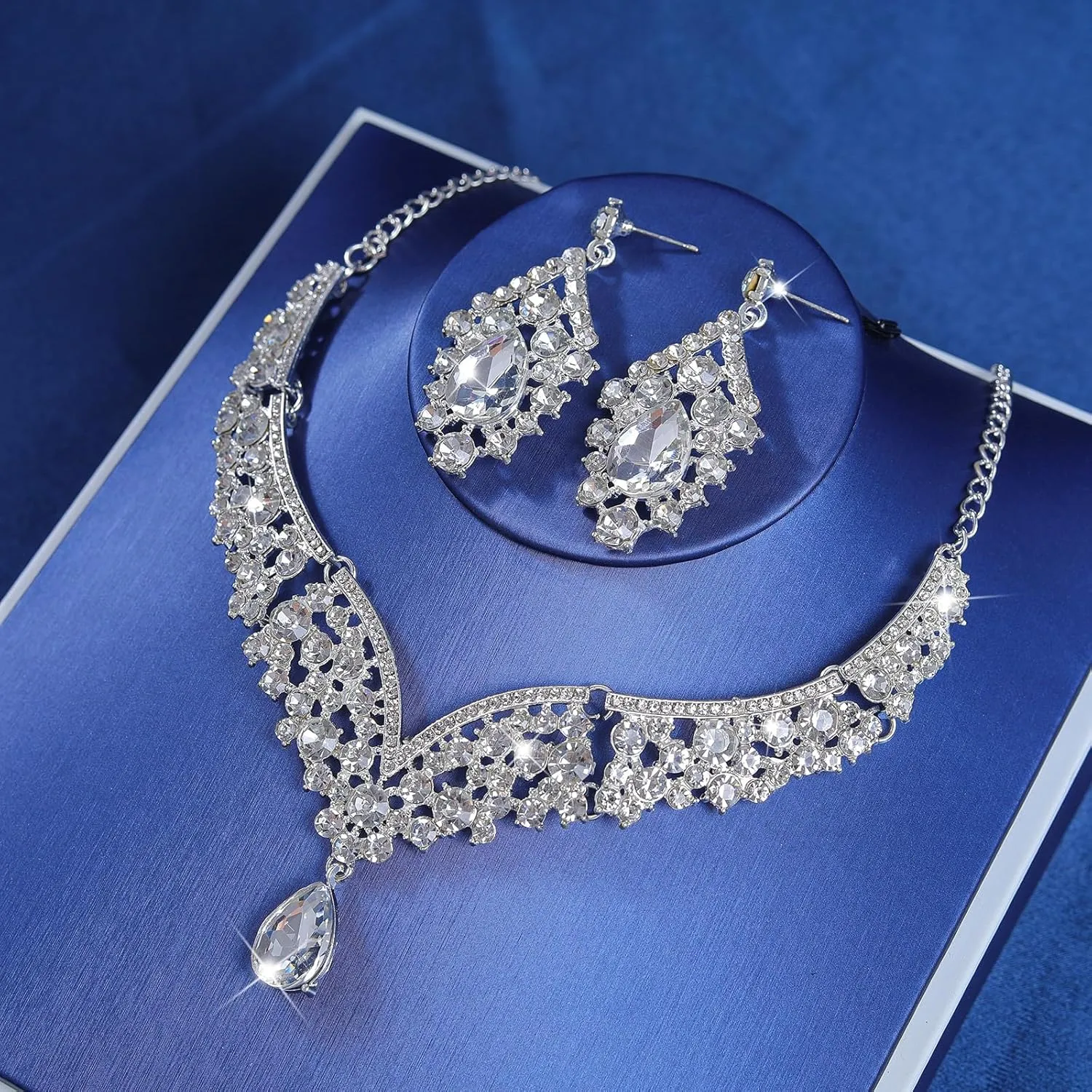 Tiaras and Crowns Jewelry Set for Women Tiaras Earrings and Necklace for Wedding Rhinestone Crystal Bridal Jewelry Sets for Costume Birthday Party Prom Gifts