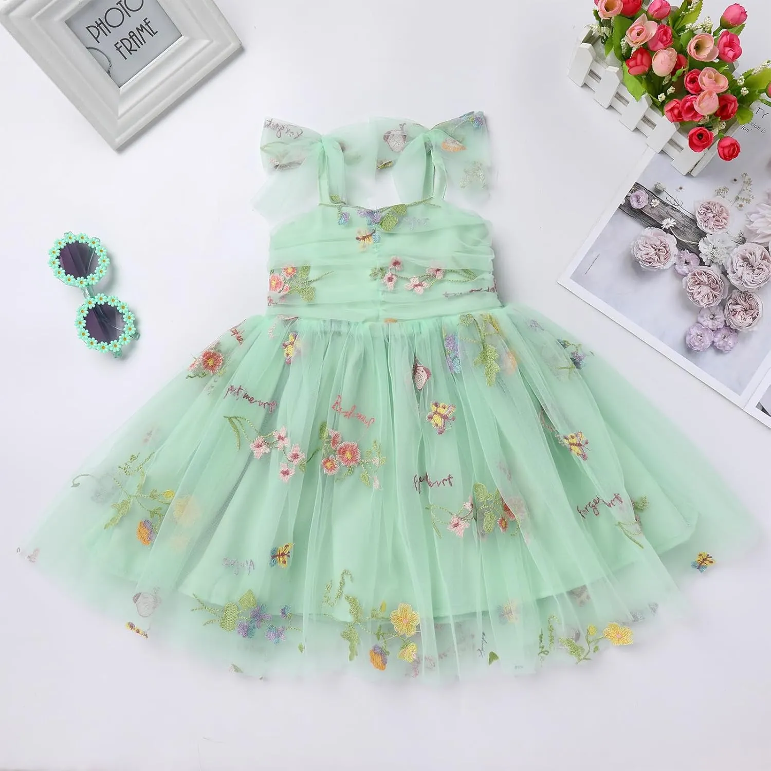 Toddler Baby Tutu Dress Sleeveless Tulle Dress First Birthday Cake Smash Pageant Clothes for Photo Shoot